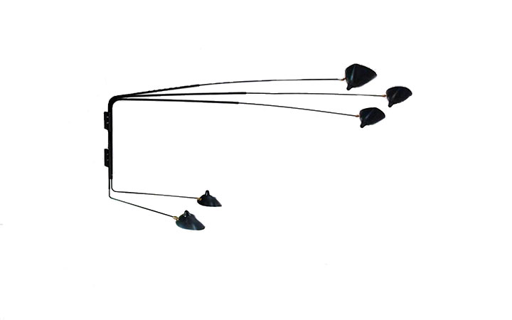 5 Arm Straight Wall Lamp by Serge Mouille Wall Lamps 5 Arm Straight Wall Lamp by Serge Mouille Wall Lamps
